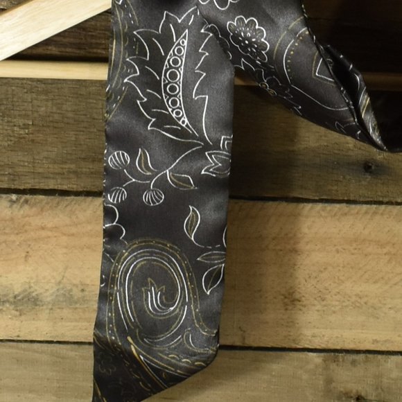 Brown Floral and Paisley Sateen Wrap Belt/Sash - Picture 7 of 7